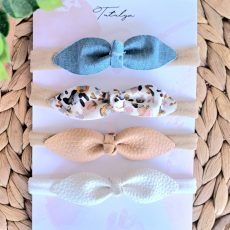 4-Piece Neutral Baby Bow Headband Set