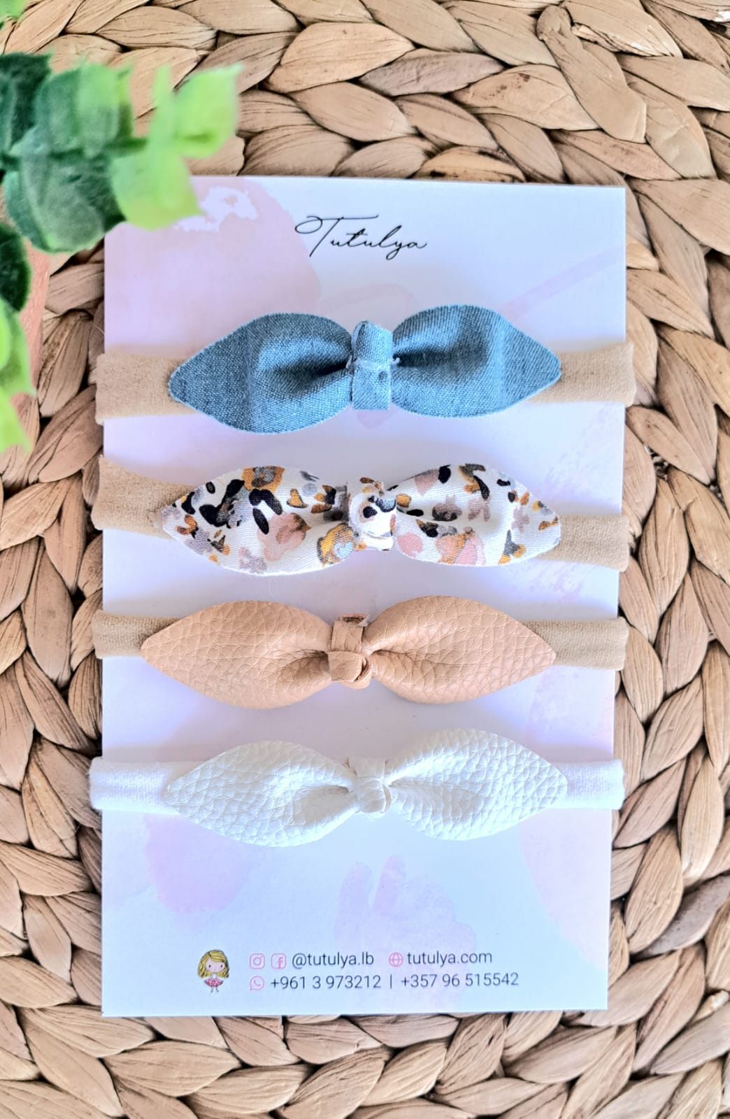 4-Piece Neutral Baby Bow Headband Set